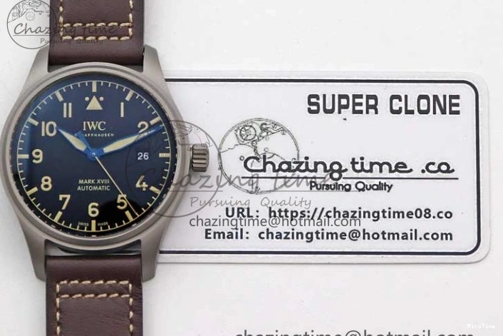 MIROTIME 0312 Mark XVIII IW327006 Titanium M+F 1:1 Best Edition Black Dial on Brown Leather Strap A Efficient 7052